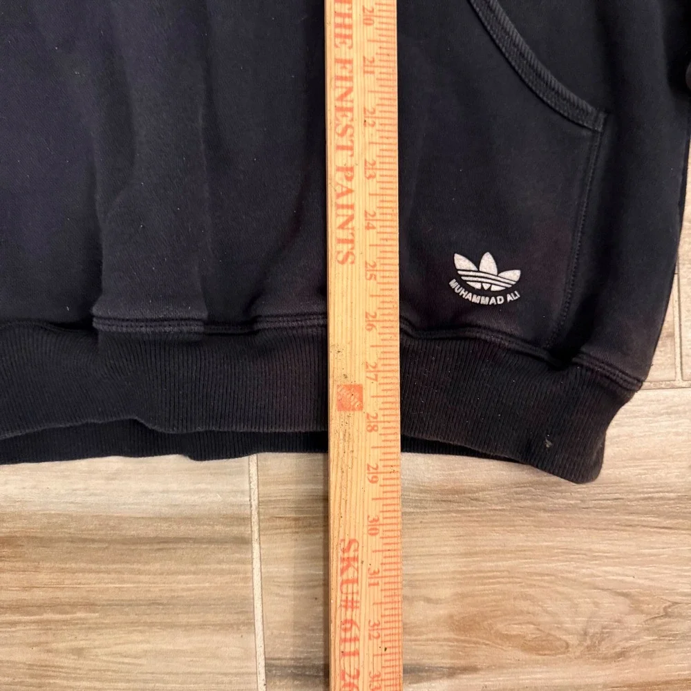 Rare Vtg 2005 Adidas Muhammad Ali Hoodie Black White 3 Stripe Boxing Pullover XL